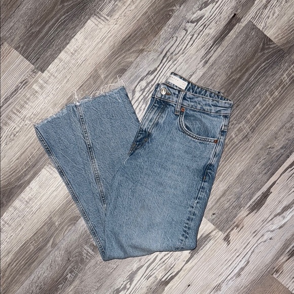 Top Shop Blue High-Waisted Straight Leg Jeans - Picture 6 of 7